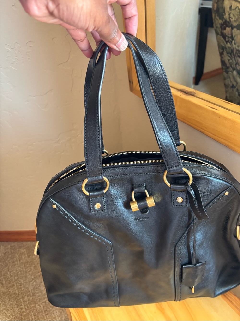 Yves Saint Laurent Black Leather Tote with Gold Hardware - Picture 8 of 10